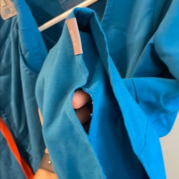 Figs Teal Scrub Set with Bright Orange Accents - Picture 6 of 6